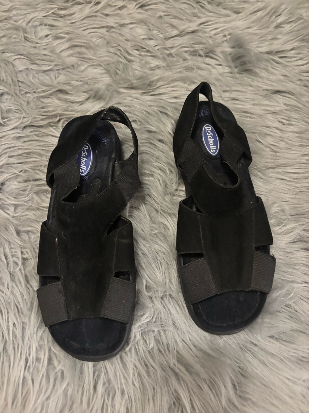 Dr. Scholl's Black Elastic Strap Comfort Sandals Double Air Pillos